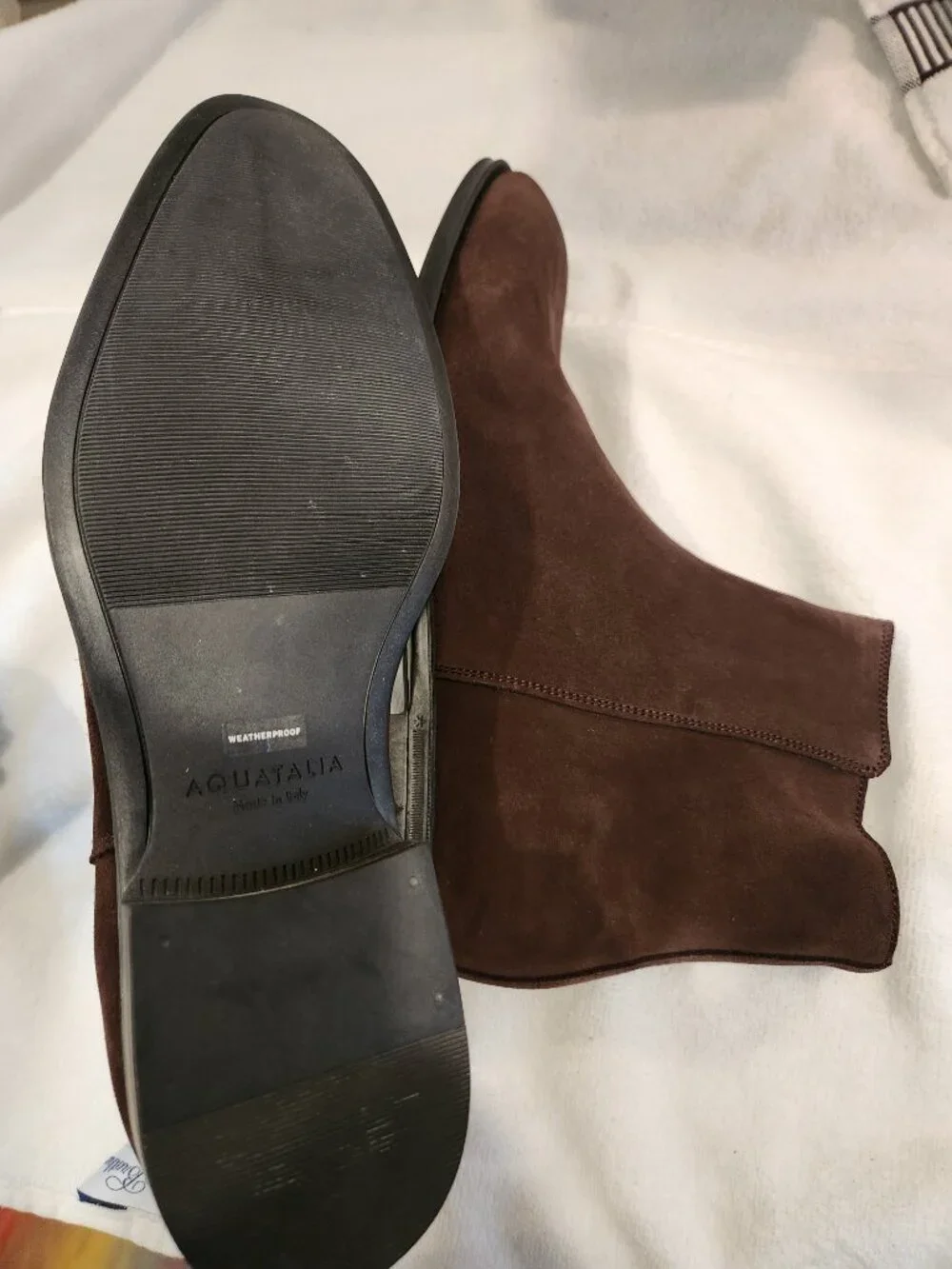 Aquatalia Daniel Dark Brown Weatherproof Suede Zip Ankle Boots 10 New